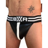 BoXer Sexy Jock Big Zip Jockstrap Underwear Black/White (Black Waistband) (T5428)