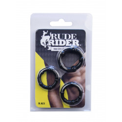 Rude Rider Mini Cock Rings Black (3-Ring-Set) (T6263)