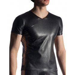 Leather look t shirt top