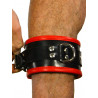 Rude Rider Ankle Cuffs with Padding Leather Black/Red (Set of 2) One Size (T7335)