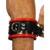 Rude Rider Ankle Cuffs with Padding Leather Black/Red (Set of 2) One Size (T7335)