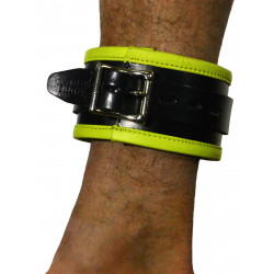 Rude Rider Ankle Cuffs with Padding Leather Black/Yellow (Set of 2) One Size (T7337)