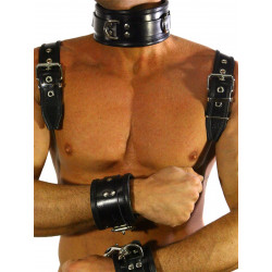 RudeRider Shoulder Backstrap Harness Leather Black/Black (T7308)
