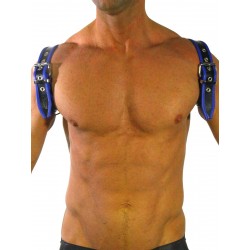 RudeRider Shoulder Backstrap Harness Leather Black/Blue (T7310)