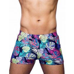 2Eros Print Bondi Bar Beach Swim Trunks V60 Monstera Black (Series 2) (T8917)