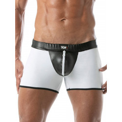 TOF Bad Boy Zipped Backless Shorts White/Black (T8965)