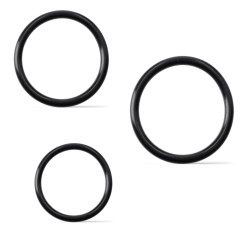 Rude Rider Silicone Cock Ring Thin 3-Set Black (T9388)