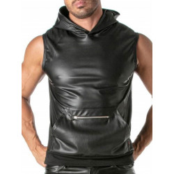 ToF Paris Kinky Zipped Pocket Sleeveless Hoodie Black (T9581)