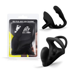 Rude Rider Ass Plug/Jock Lock Cockring Silicone Black (T7642)