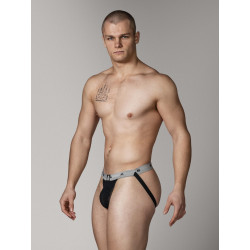 MM The Original Swimmer/Jogger Jockstrap Underwear Black/Grey 1 inch (T6218)