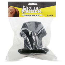 Rude Rider Hollow Anal Plug Large Black (T9225)