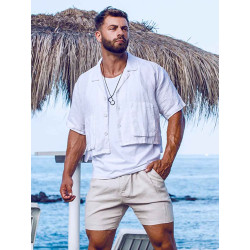 2eros Cropped Linen Shirt White (T9772) 2eros Cropped Linen Shirt White (T9772)