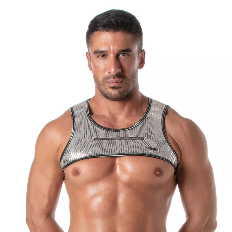 ToF Paris Glitter Zipped Harness Silver (T12123)
